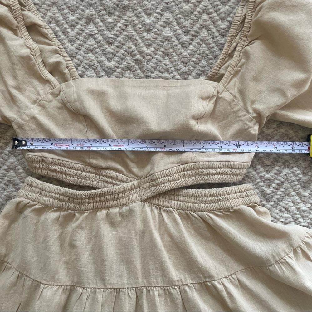 Free People Dress Womens S/P Beige Cross Of Sunlight Mini Boho Square Neck - Picture 6 of 11